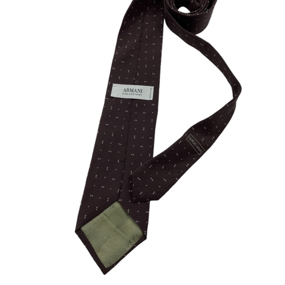 ARMANI COLLEZIONI Brown Geometric Silk LUXURY Tie ITALY - Picture 2 of 5